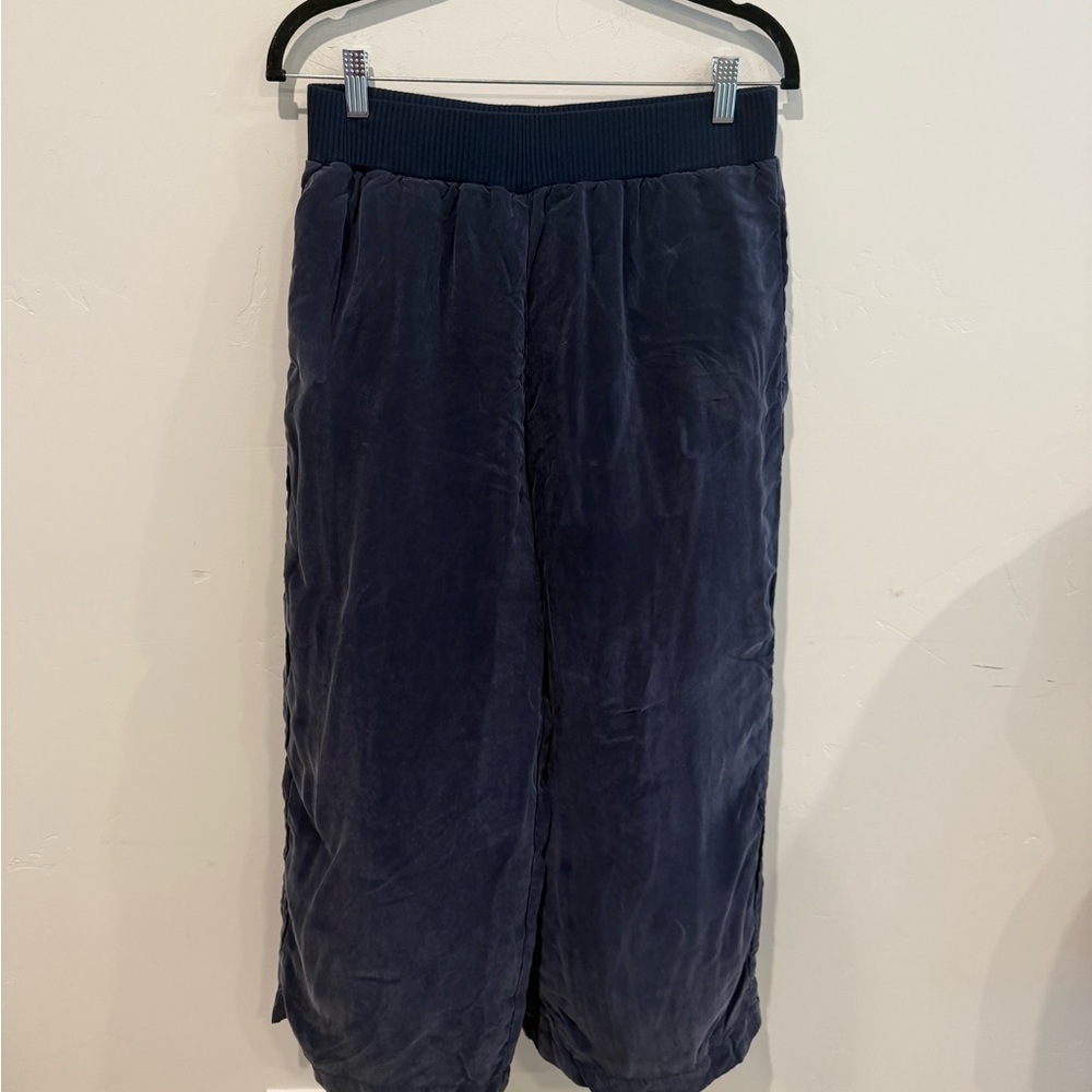 Amour Vert Navy Blue Wide Leg Cropped Pants Womens Large Casual Beachy Summer